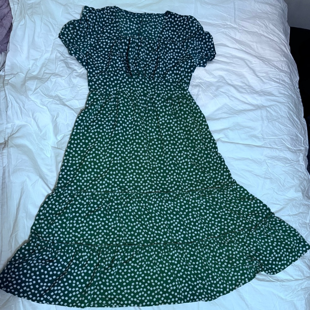Green Floral Lightweight Women's Dress